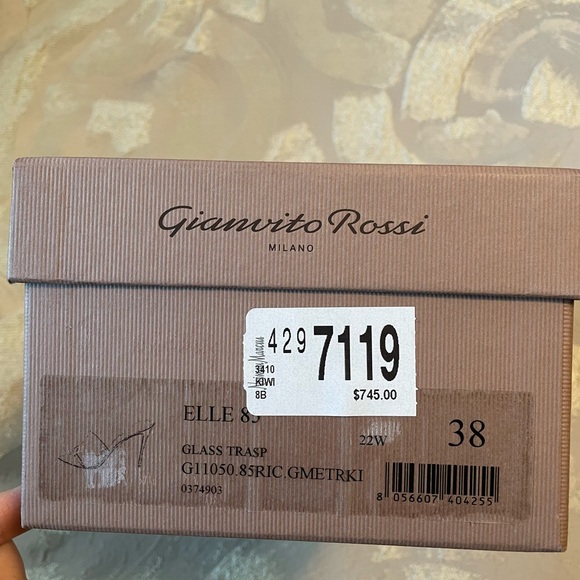 GIANVITO ROSSI Elle 85 PVC Heels Metallic Kiwi Green Sz 38 - Picture 4 of 6